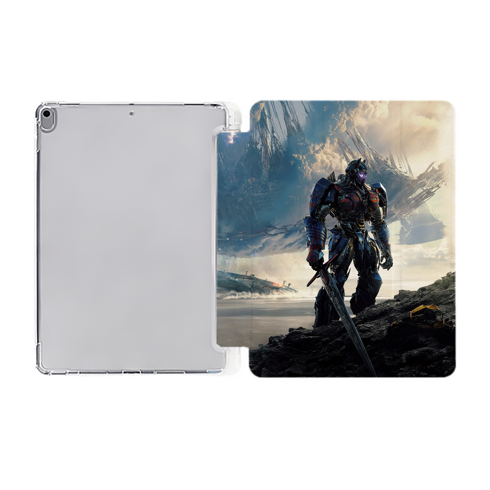 （画像用） Transformers トランスフォーマー IPad ケース ペン収納付き 三つ折りスタンド PUレザー×シリコン 対応機種9.5/10.5/10.9インチ